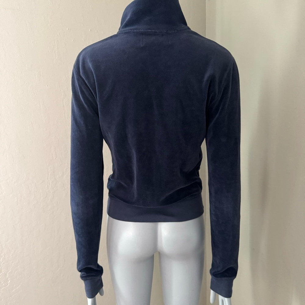 JUICY COUTURE Rare Vintage 2006 Velour Track Jacket Zip Up Navy Blue Size Medium - Picture 11 of 16